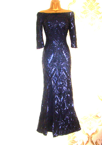 Quiz navy sequin ballgown - quiz,