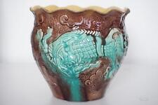 Watcombe Torquay Jardiniere - Dragon In Relief - Christopher Dresser - c.1890