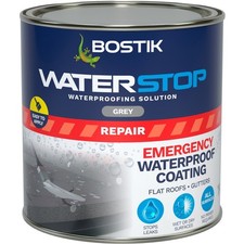 Bostik WATERSTOP Waterproof Coating 1kg Grey Emergency Roof & Gutter Repair