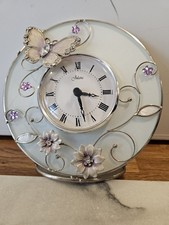 Juliana Oval Glass Mantel Clock (New Battery Fitted) H18cm X W16cm Vgc