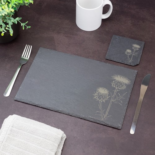 Thistle slate placemat coaster - thistle,