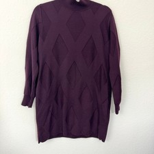 COS Womens Knit Mini Dress Size M 100% Wool Diamond Heavy Winter Wine