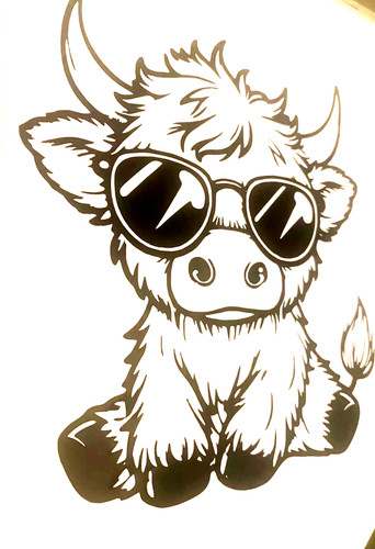 Highland cow calf decal - cow,