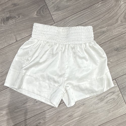 Chanel white satin logo - white, shorts