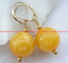 8/10/12/14mm Multicolor Round Jade Gems Beads Gold Leverback Dangle Earrings