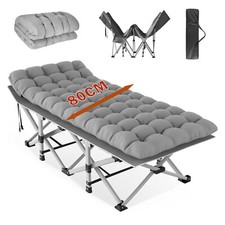 Adults Single Folding Sleeping Cot Guest Bed Outdoor Camping Cots w/ Mat & Bag