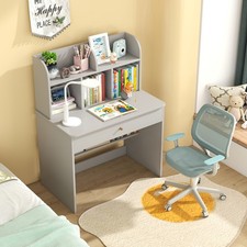 Children Writing Table Wooden Study Desk with Drawer-Grey