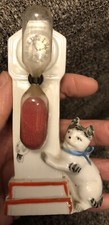 Antique Egg Sand Timer Germany Figural Figurine Cat Grandfather’s Clock