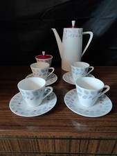 Seltmann Weiden Bavaria Part Teaset Coffee Monika grey Leaves Red Buds 10 Piece 