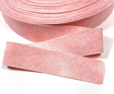 Quilt Binding Pink Peach White Cotton 1.25" Wide Bias Single Center Fold 6 Yds