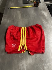 Rare adidas shiny nylon sprinter shorts vintage Medium Red Yellow Glanz Football