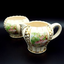 Sudlows Burslem Milk Jug H9cm & Sugar Bowl H8.5cm Jug Ballerina scene C1930s