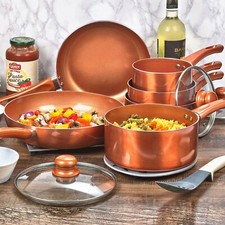 6 PCS URBN-CHEF Ceramic Copper Induction Cooking Pots Lid Saucepans Cookware Set