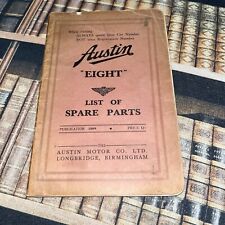Austin Eight List Of Spare Parts SC 1809 Birmingham