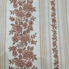 Vintage 1970s Unused Material Fabric Brown Roses Craft Curtains Cushions 240cm