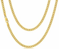 Solid Genuine 9ct Yellow Gold 4mm Mens &Woman Curb Chain Necklace 375 Hallmarked
