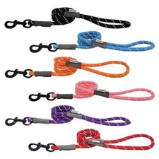 HugglePets Dog Rope Lead Strong Reflective Black Red Blue Orange Pink Purple New