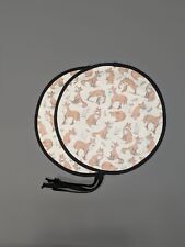 Pair of Aga Hob Lid Mats Pads Round Hob Covers Beige Brown Black Foxes Fox 