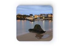 Photo coaster 9x9 cm MDF gloss photograph of Tenby Harbour, Pembrokeshire, Wales