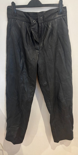 Vintage black leather trousers - black,