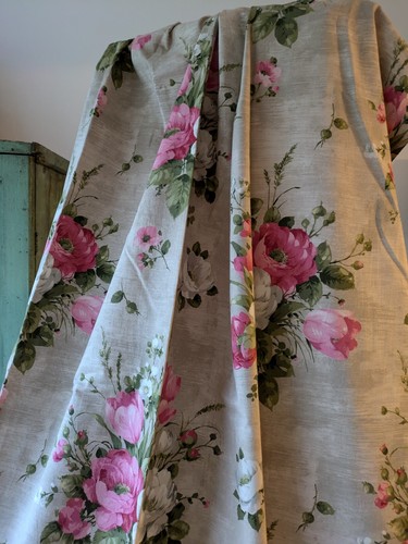 Vtg sanderson pink rose floral - sanderson,