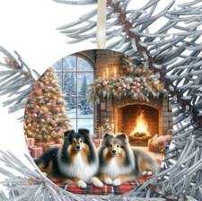 Rough Collie Dog Hanging Bauble Gift Present Decoration Christmas 