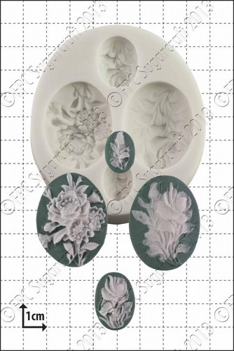Silicone mould flower cameos - mould,