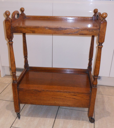 Oak vintage tea trolley - tea, with