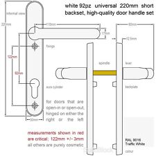 White UPVC Door Handles Pair 92PZ Sprung Lever Patio Replacement 220mm Set