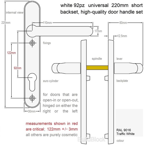 White upvc door handles - white,