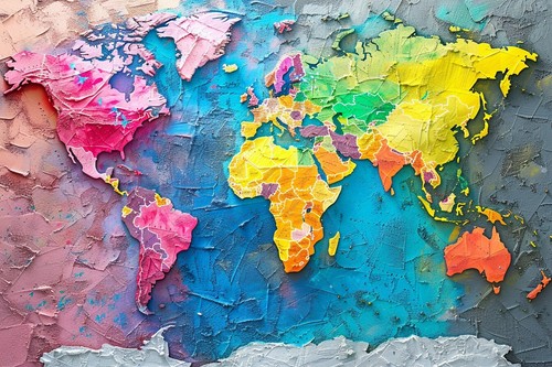 World map canvas picture - world, print