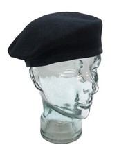 Black Beret Goldings Army Pattern 100% Wool / Silky Lining & Petersham Trim