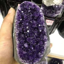500-600G Natural Amethyst Geode Quartz Healing Crystal Cluster Cut Base Specimen