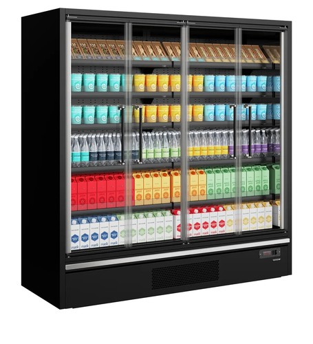 Black glass door multideck - black,