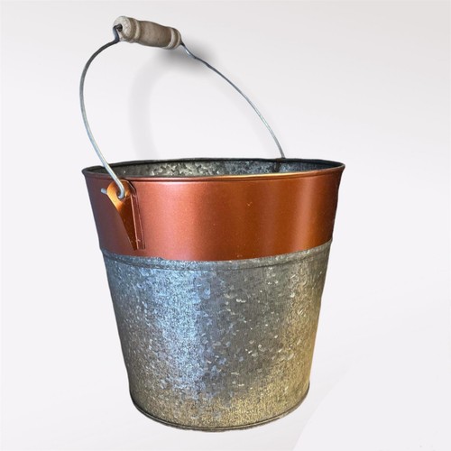 Galvanised bucket flower - flower, pot