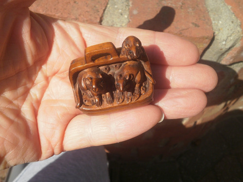 Hand carved wood netsuke - carved,