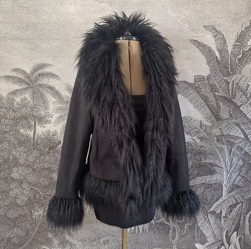 Afghan coat black britney - afghan,