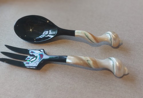 Buffalo horn salad server set - buffalo,