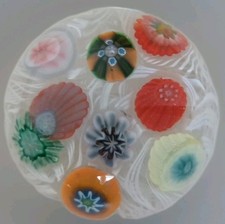 Scarce Vintage Strathearn Perthshire 1970s Millefiori With White Lace Ground