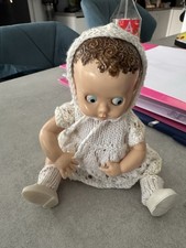 Vintage Doll 5 Inches Crazy Eyes Hard Plastic Possibly pedigree Repainted