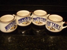Set of 4 Vintage 1970's/1980's Ceramic Soup Bowls with Handles
