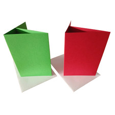 Plain Tri Fold Card Blanks Without Aperture Christmas Green & Red 5 Pack Die Cut