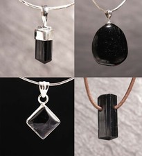 Unique Gemstone Pendant with Tourmaline Black Schörl for Chain Stone Treasure