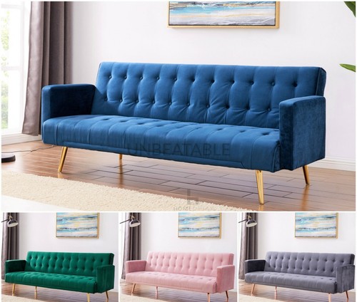 Velvet sofa bed grey pink - velvet,