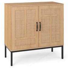 Rattan Storage Cabinet with 3-Position Adjustable Shelf for Kitchen