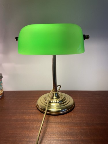 Green glass bankers - glass, desk