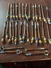 30 Dark Wooden Lace Bobbins