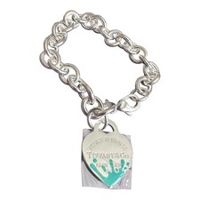 Tiffany & Co. Paint Splatter Heart Tag Charm Bracelet 925 Sterling Silver - NEW
