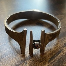 Vintage Taxco Mexico CF Sterling Silver Modernist Bracelet w/ Jasper Stone 925 