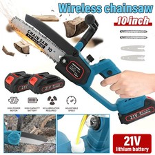 🔥2 Batteries 10" 4000W Mini Cordless Chainsaw Electric One-Hand Saw Wood Cutter